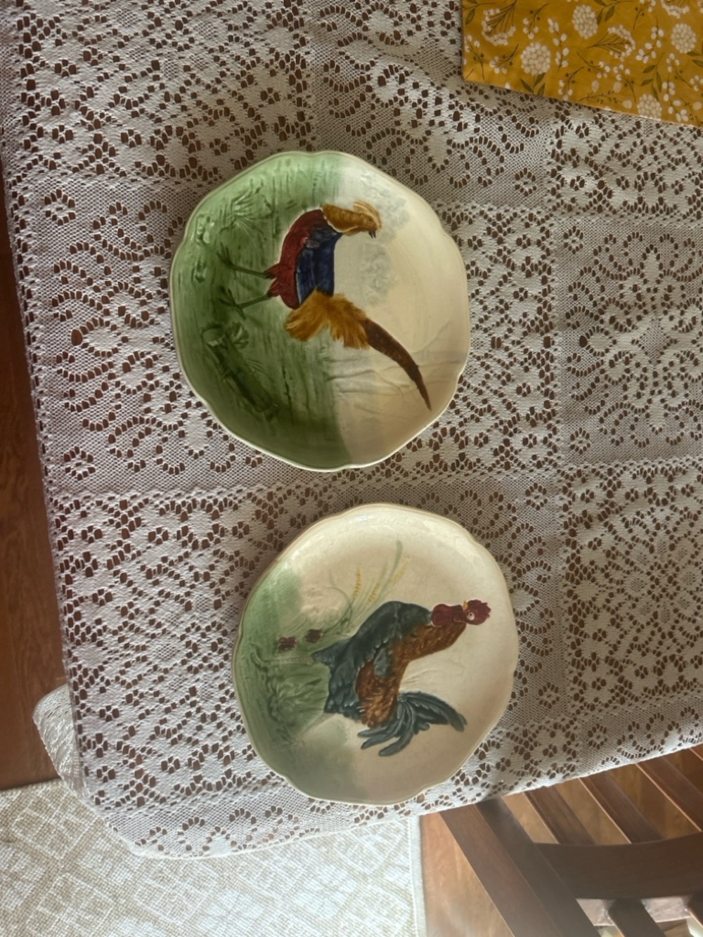 Hand-Painted Rooster Decorative Plates - Set of 2